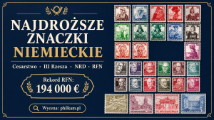 Najdroższe znaczki niemieckie - okładka rankingu cen aukcyjnych 2026